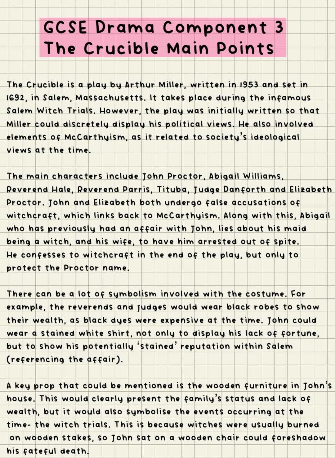Gcse Drama The Crucible: Main Points, Characters & McCarthyism Symbolism