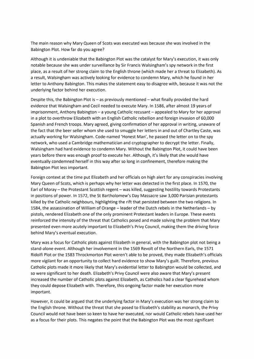 Elizabethan England Final Preparation
Specimen Paper
Describe two features of Drake's Raid on Cadiz
Drake destroyed 29 Spanish ships and 160