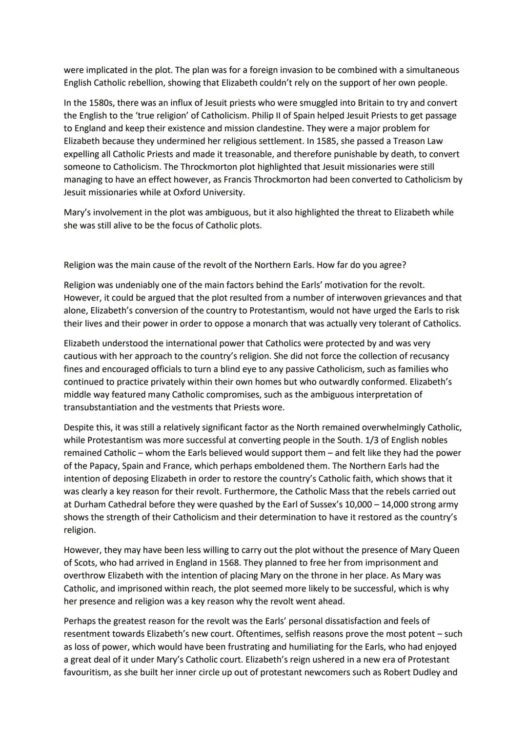 Elizabethan England Final Preparation
Specimen Paper
Describe two features of Drake's Raid on Cadiz
Drake destroyed 29 Spanish ships and 160
