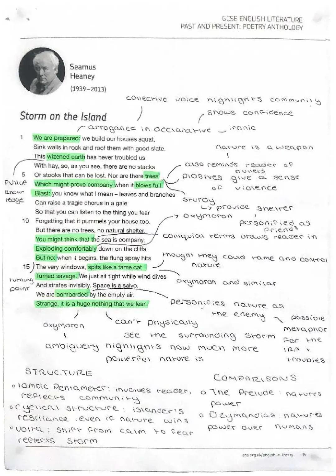 GCSE poetry: Storm on the Island