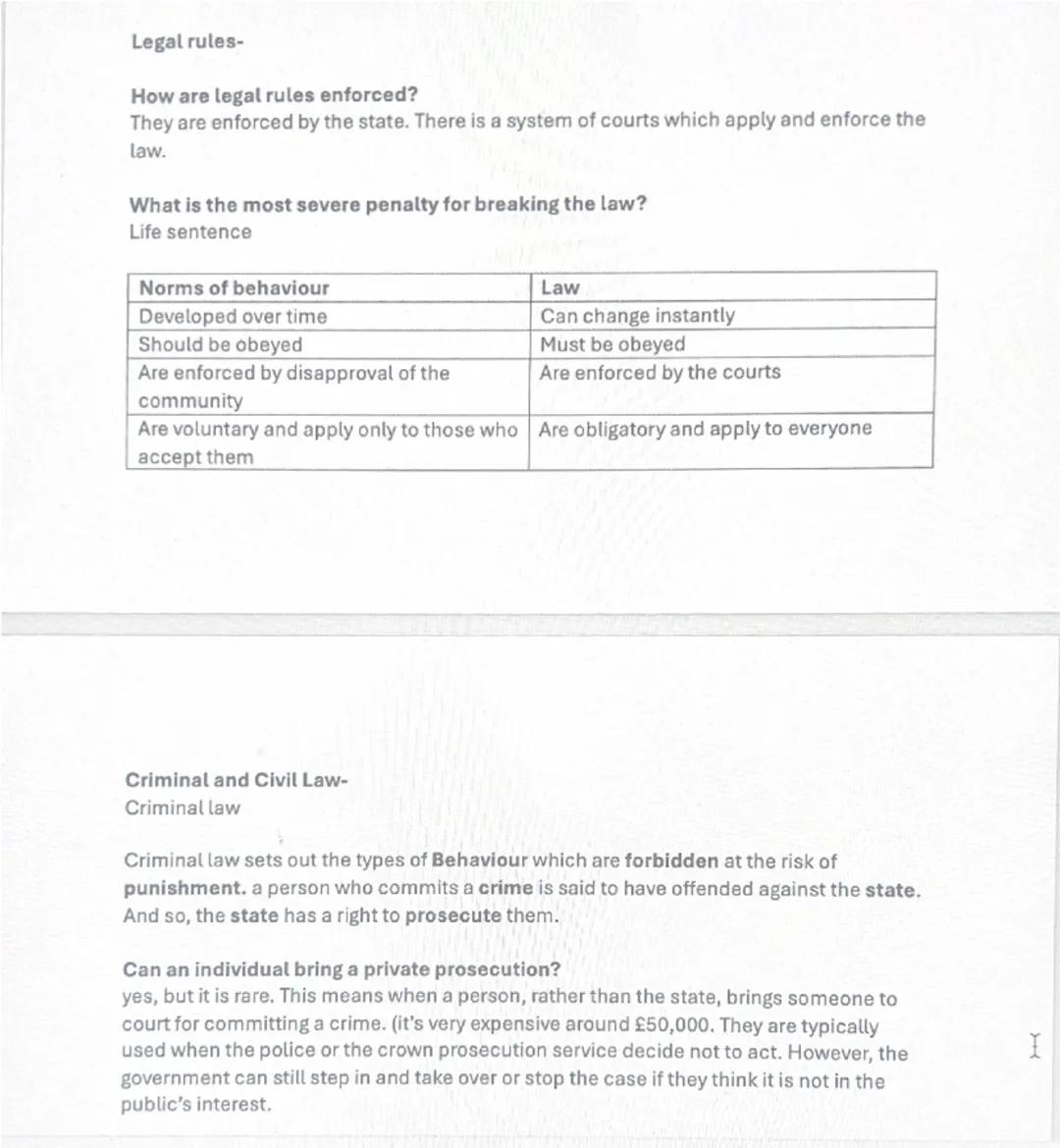 Nature of law and the English legal system-
1. The nature of law
What is the difference between a rule and a law?
A rule is a guideline or i