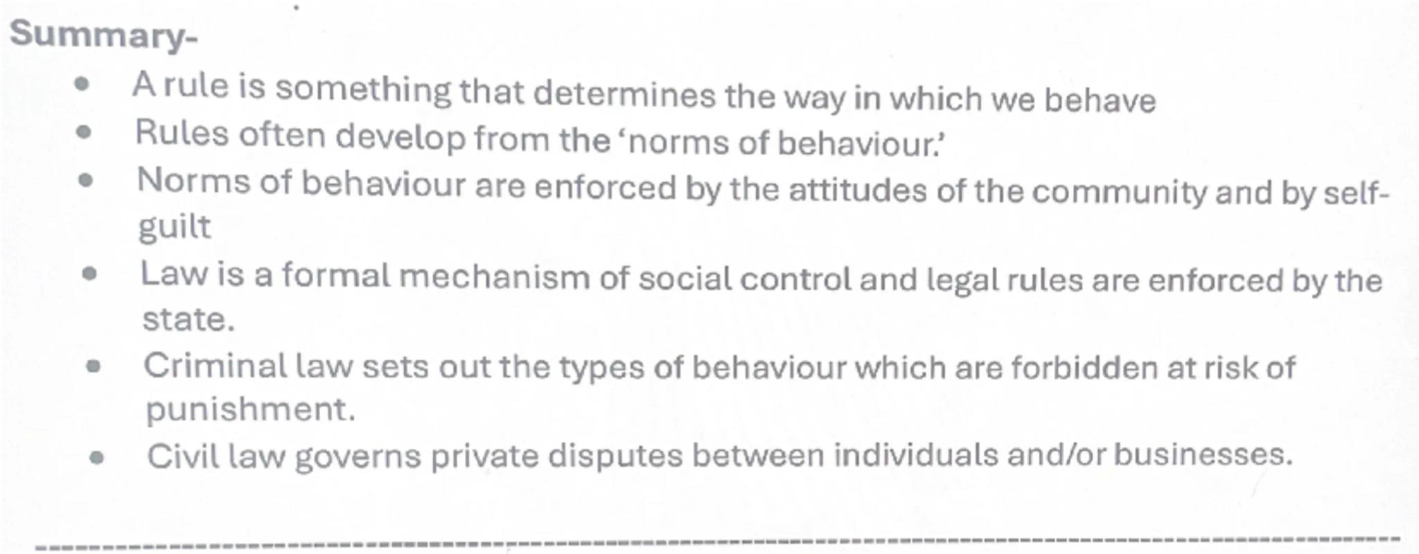 Nature of law and the English legal system-
1. The nature of law
What is the difference between a rule and a law?
A rule is a guideline or i