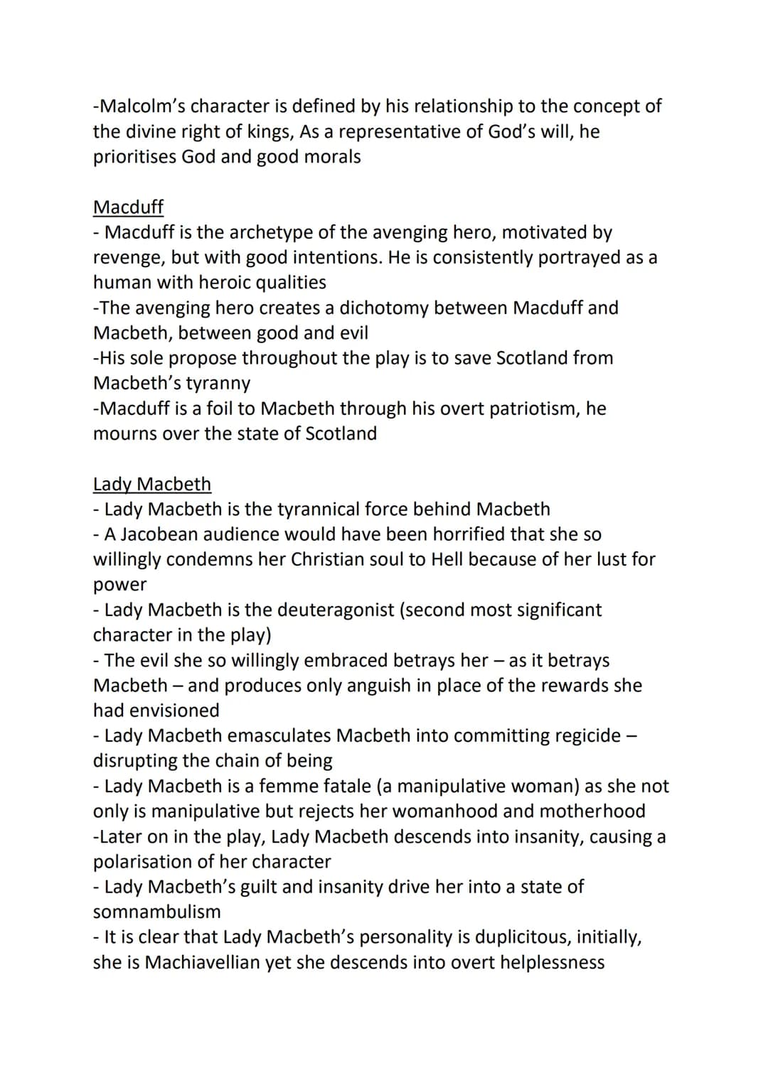 Macbeth
Macbeth
-A tragic hero
-Macbeth's hamartia (fatal flaw) is greed and ambition
-Macbeth becomes startled as the witches have given vo