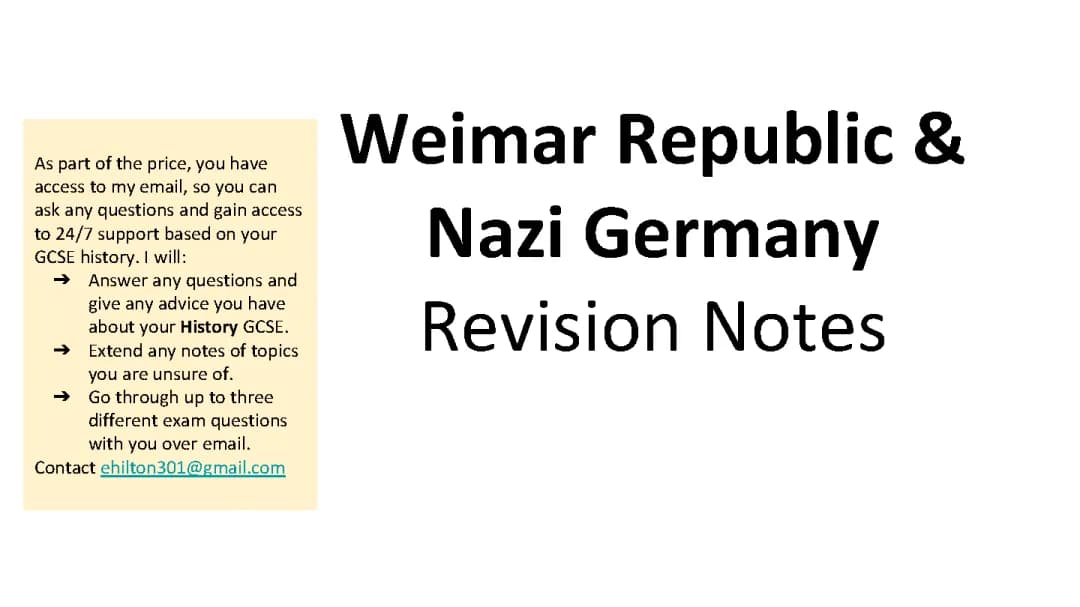 GCSE History: Weimar Republic and Nazi Germany Revision Notes and PowerPoints