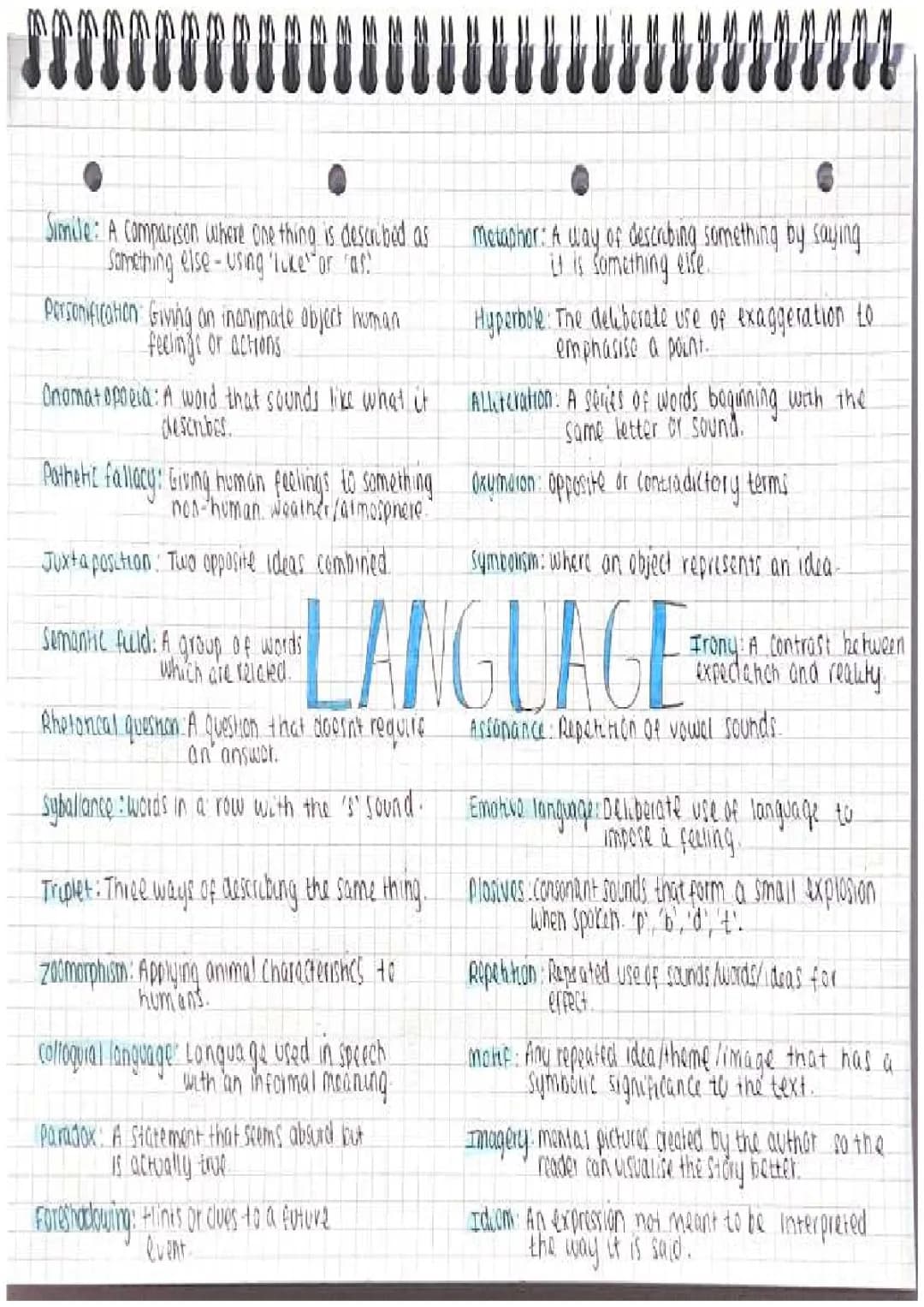 GCSE English Language Devices Definitions & Examples PDF