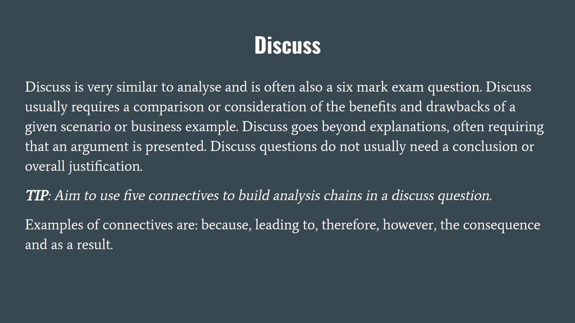 State

State is one of the most basic skills in an exam. State is often a one-mark question and
will require either a short-phrase answer or