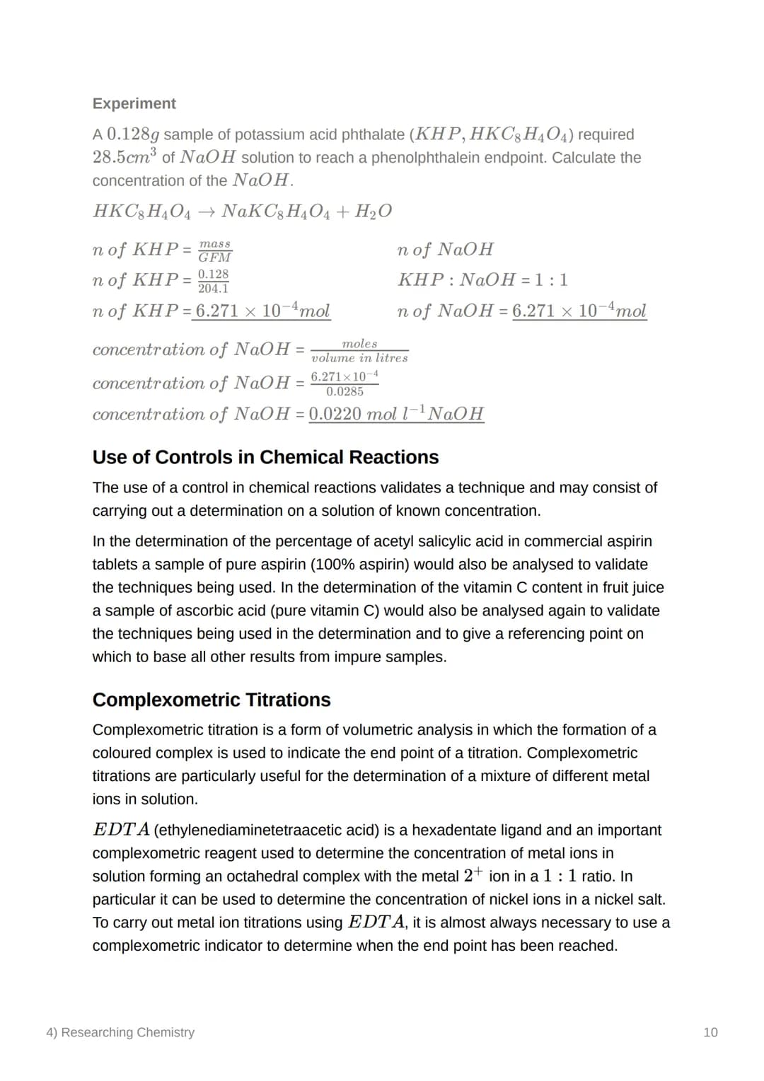 4) Researching Chemistry
Stoichiometric Calculations
Stoichiometry is the study of quantitative relationships involved in chemical
reactions