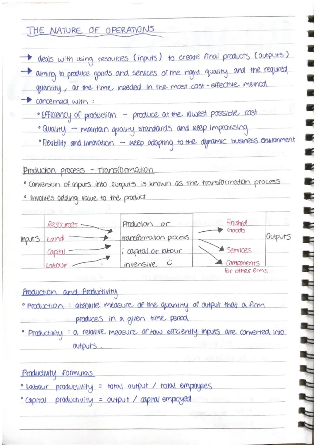 # THE NATURE OF OPERATIONS

- deals with using resources (inputs) to create final products (outputs)
- aiming to produce goods and services 
