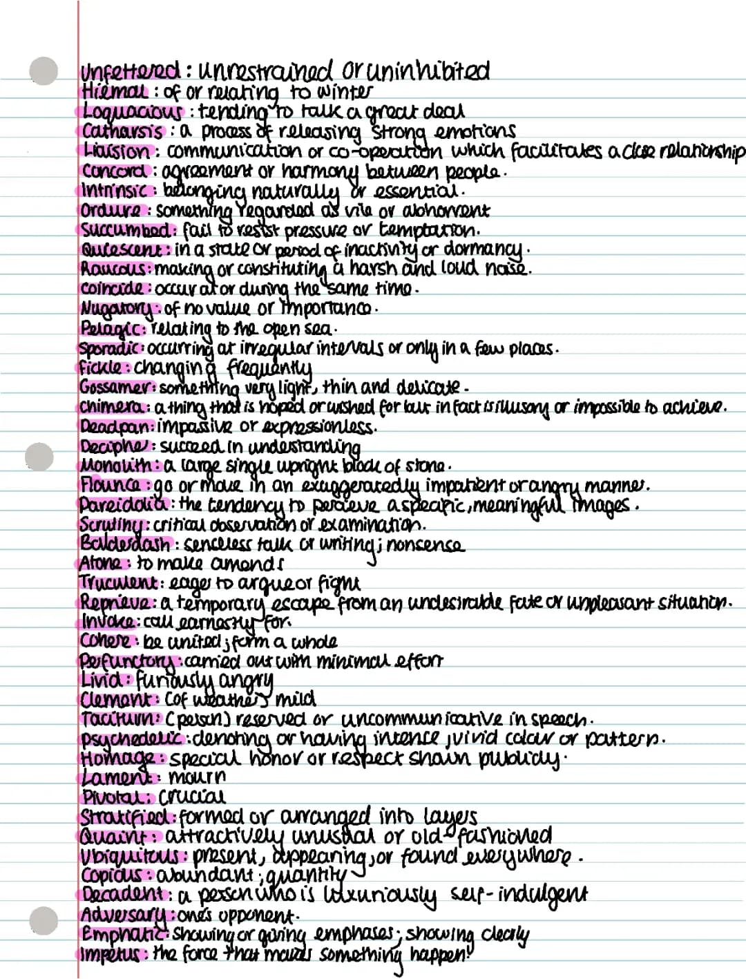 English Language GCSE advanced terminology
