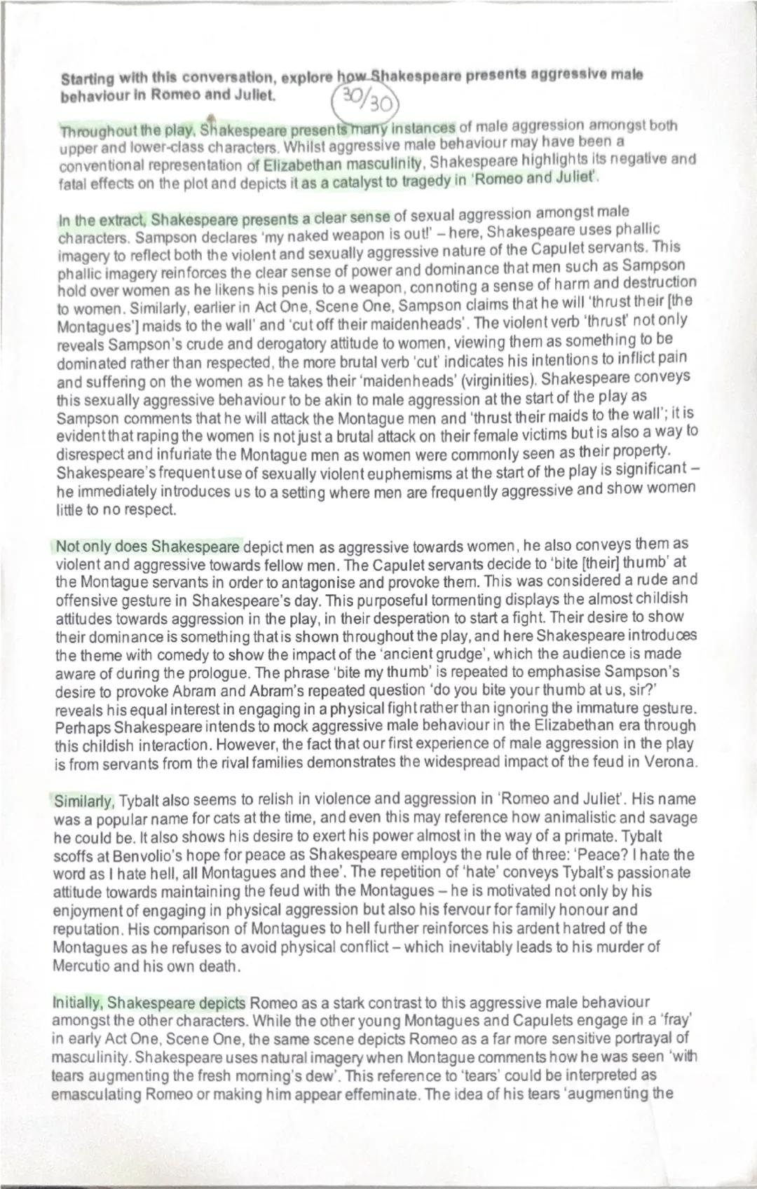 AQA GCSE English Literature Romeo & Juliet model answer