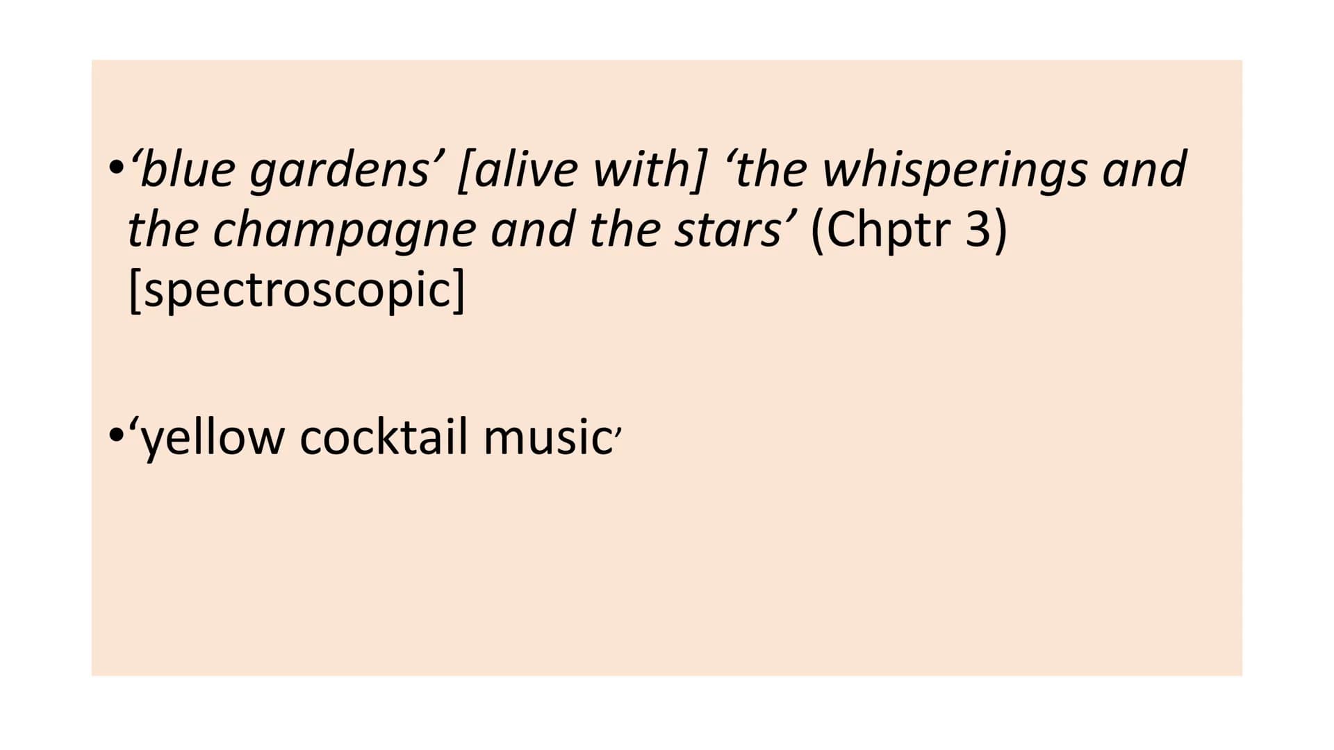 Great Gatsby in 20
quotations • For your assigned quotations you need to:
●
• CONTEXTUALISE the quotation: WHO says it? To WHOM? WHEN? WHY d