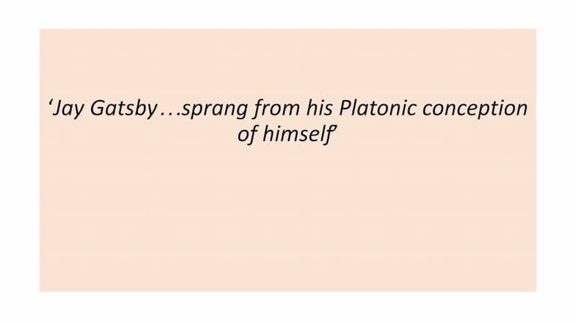 Great Gatsby in 20
quotations • For your assigned quotations you need to:
●
• CONTEXTUALISE the quotation: WHO says it? To WHOM? WHEN? WHY d