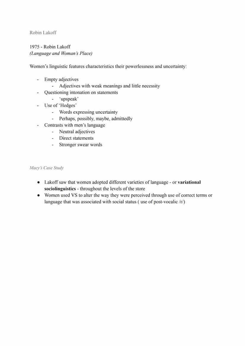Gender and Language
Models describing Gender and its relationship with
Language - A04
Deficit Model
Male language as a norm with female lang