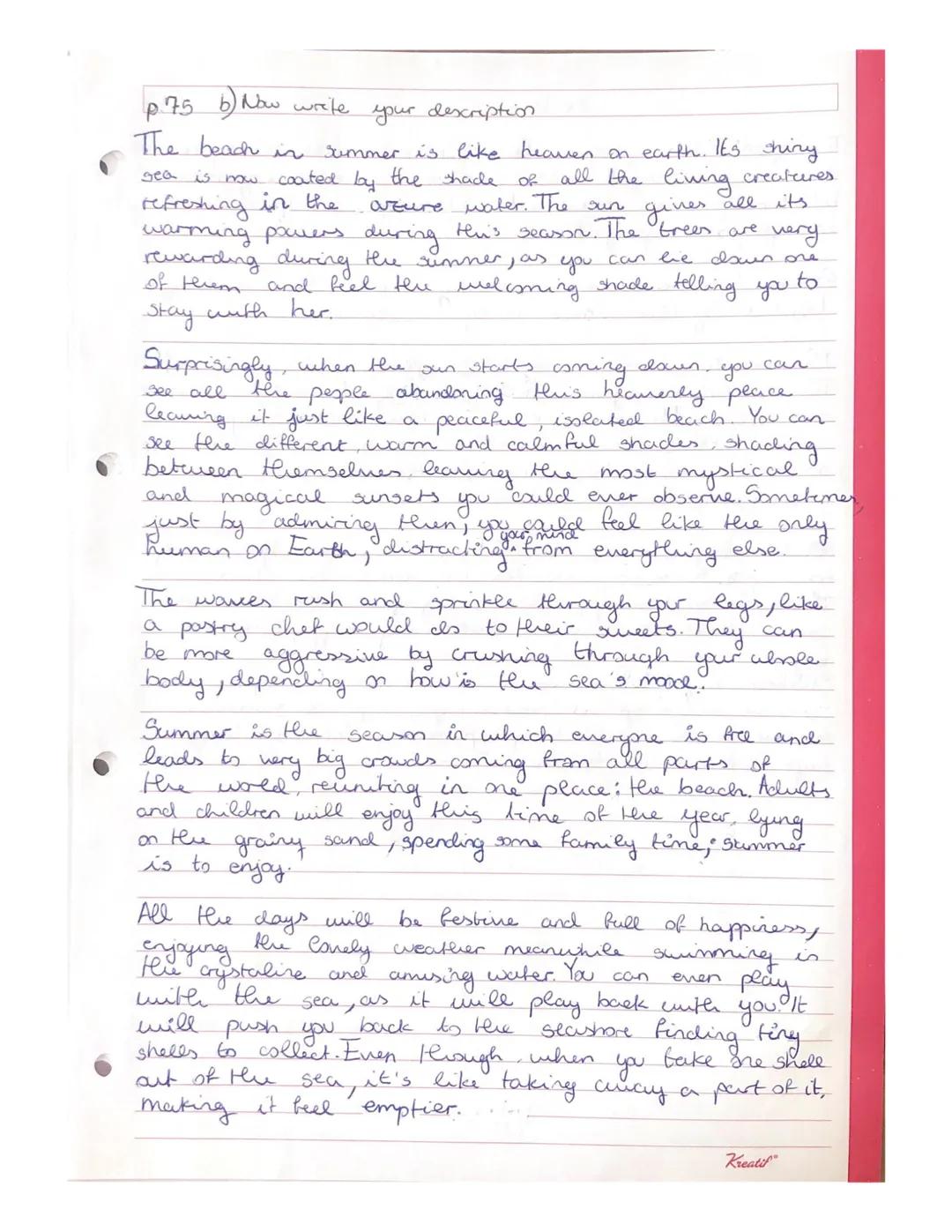 ρης

3 Look at this longer task on writing to describe. Give yoursel
45 minutes.

Create a table like the ore below and note down your
ideas
