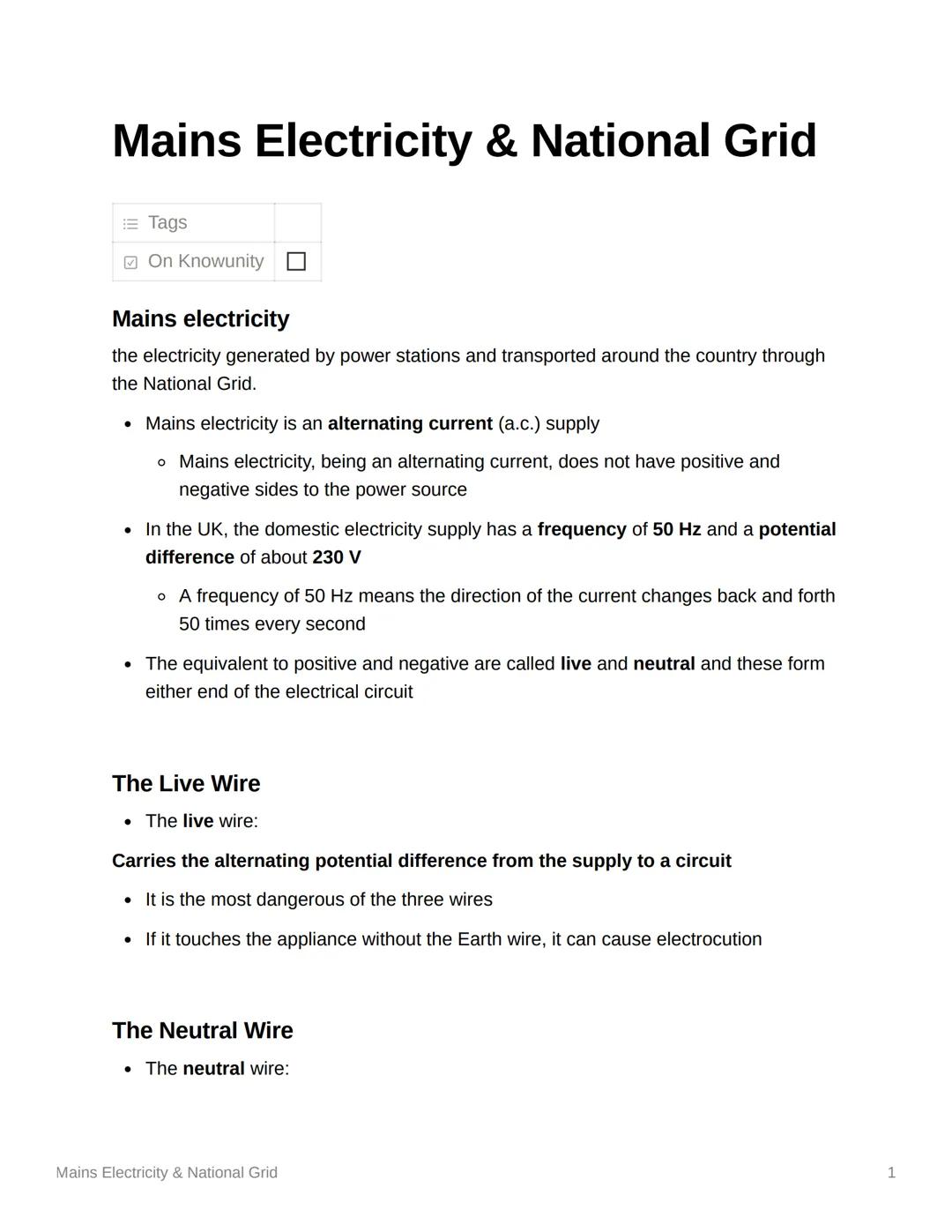 Mains Electricity & National Grid
Tags
On Knowunity
Mains electricity
the electricity generated by power stations and transported around the