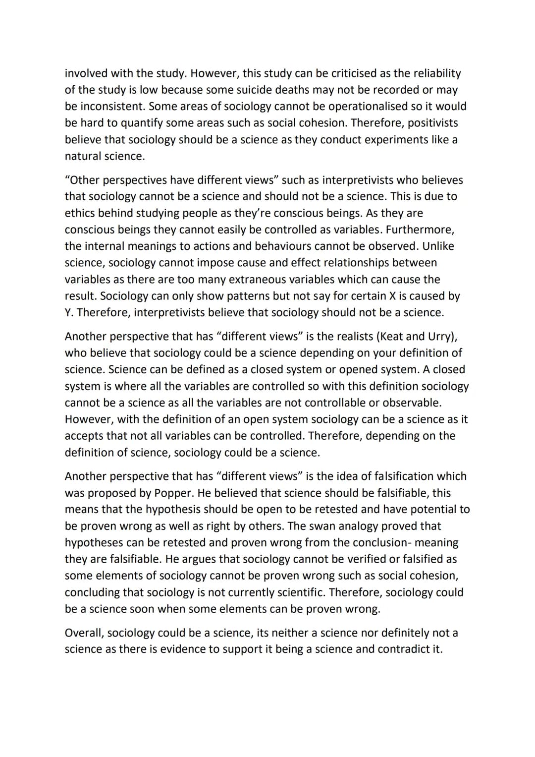 Sociology-20 marker:
Plan- PEEEL
Intro- some sociologists believe that sociology can/should be
I P1- can be > "replicating the logic and met