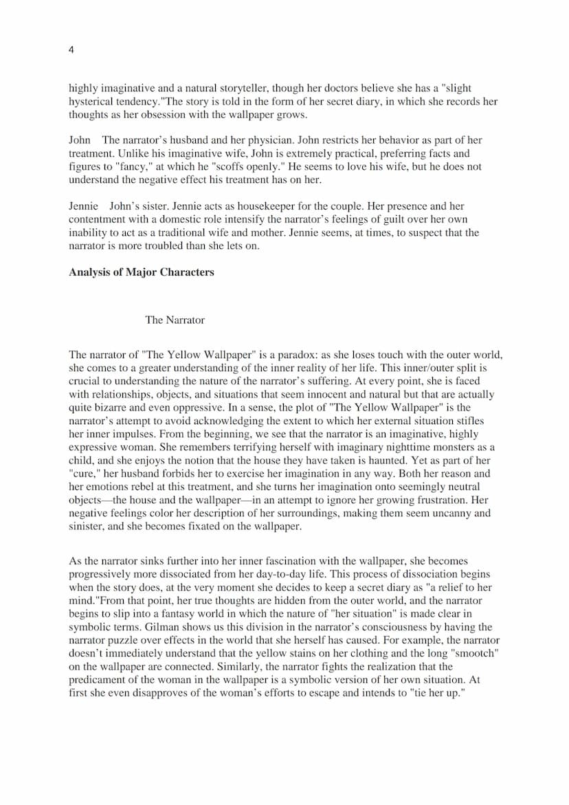 1
The Yellow Wallpaper Sparknote
Context
Charlotte Perkins Gilman was best known in her time as a crusading journalist and feminist
intellec