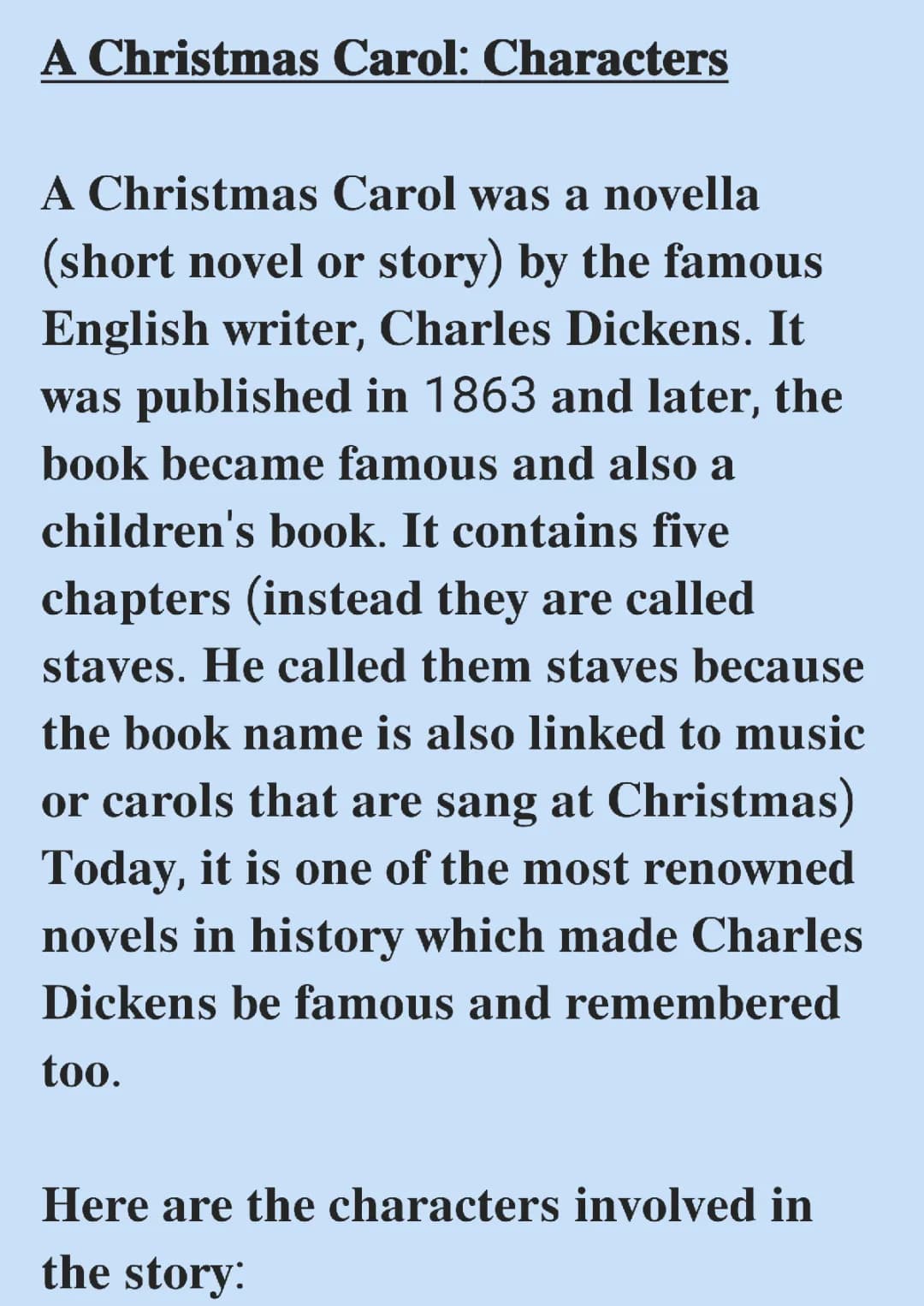 A Christmas Carol Characters - Analysis PDF & GCSE Essay Notes
