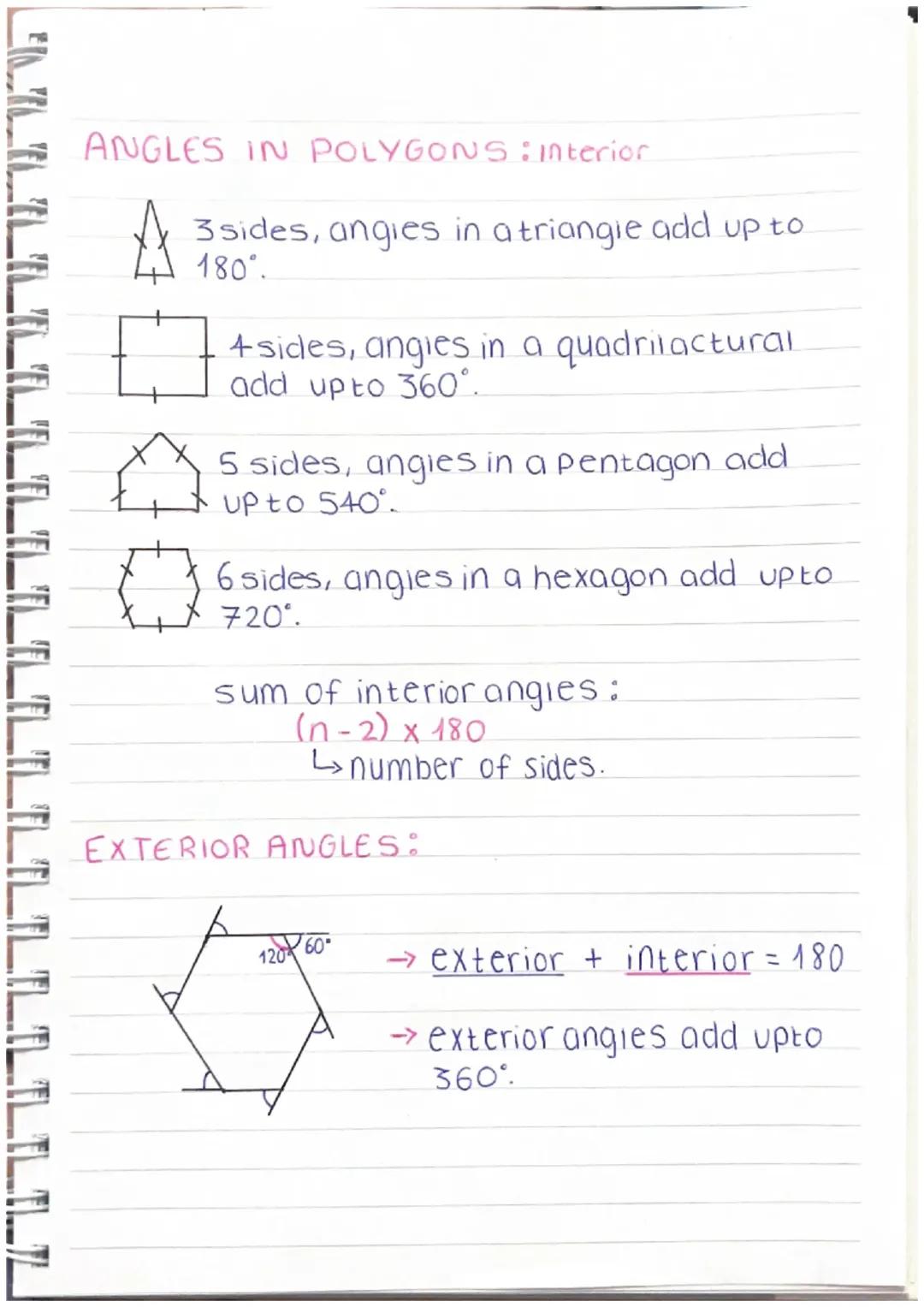 Angles in polygons.