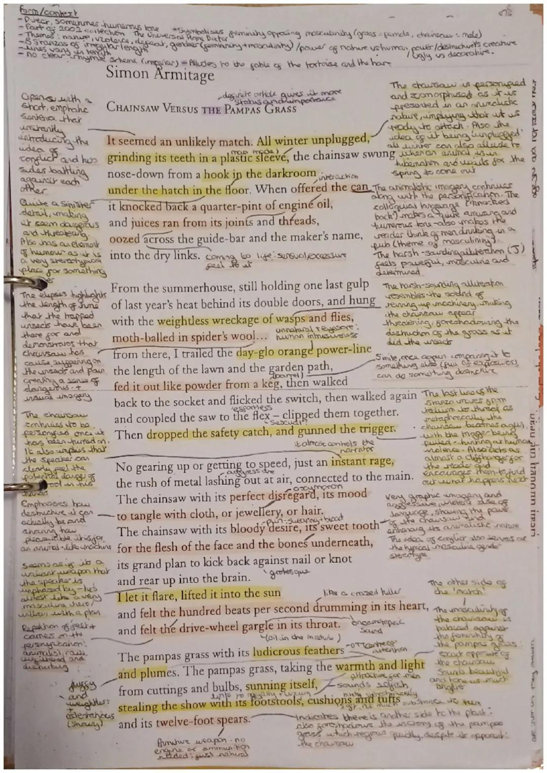 form/context
•Duear, somenmes hunerous tone
-fart of 2002 The Universal Home Doctor
-Sisimbolizes feminity opposing moscuburity (grass famel