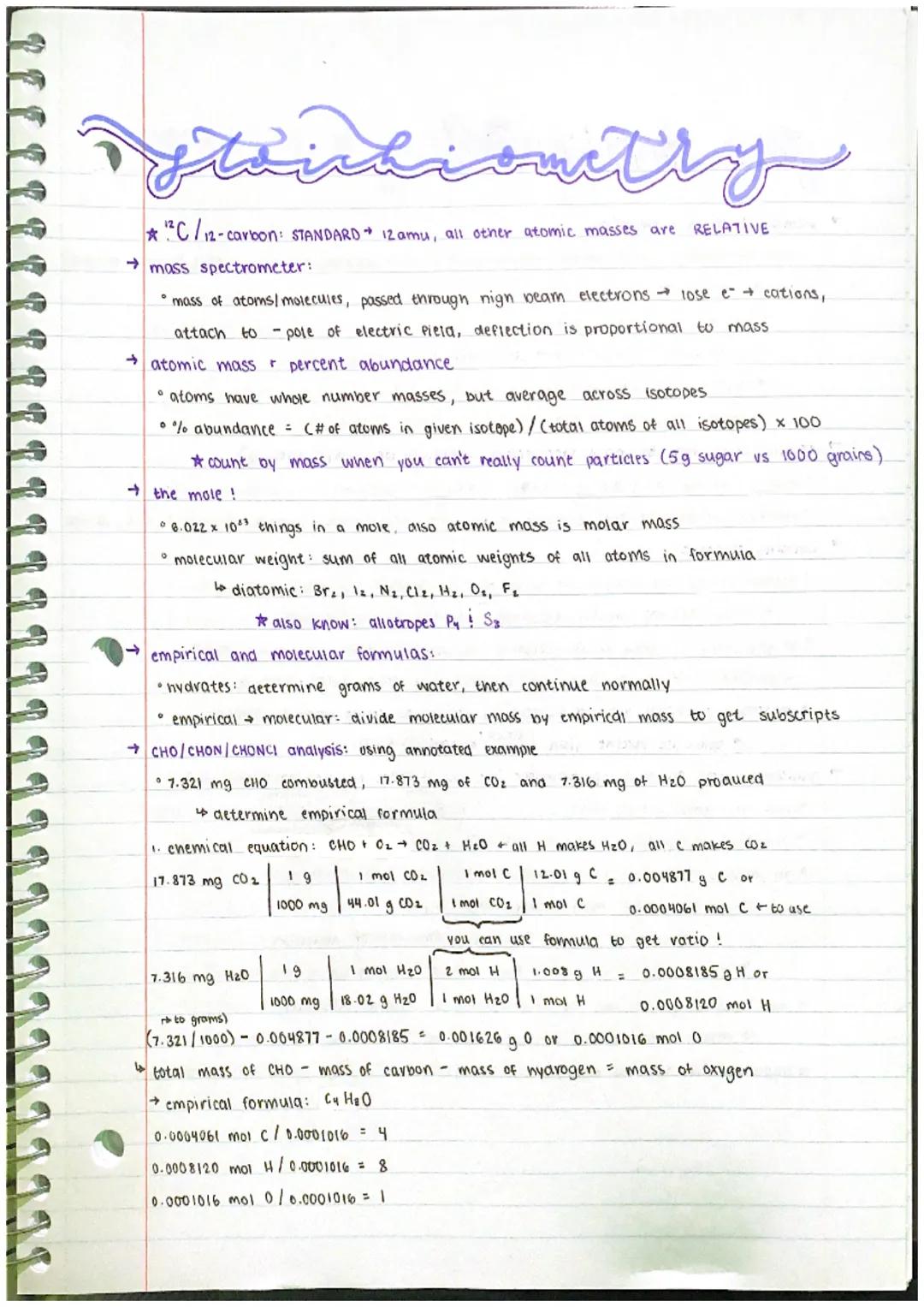 # Stoichiometry

* C/12-carbon: STANDARD 12 amu, all other atomic masses are RELATIVE

→ mass spectrometer:

*   mass of atoms/molecules, pa