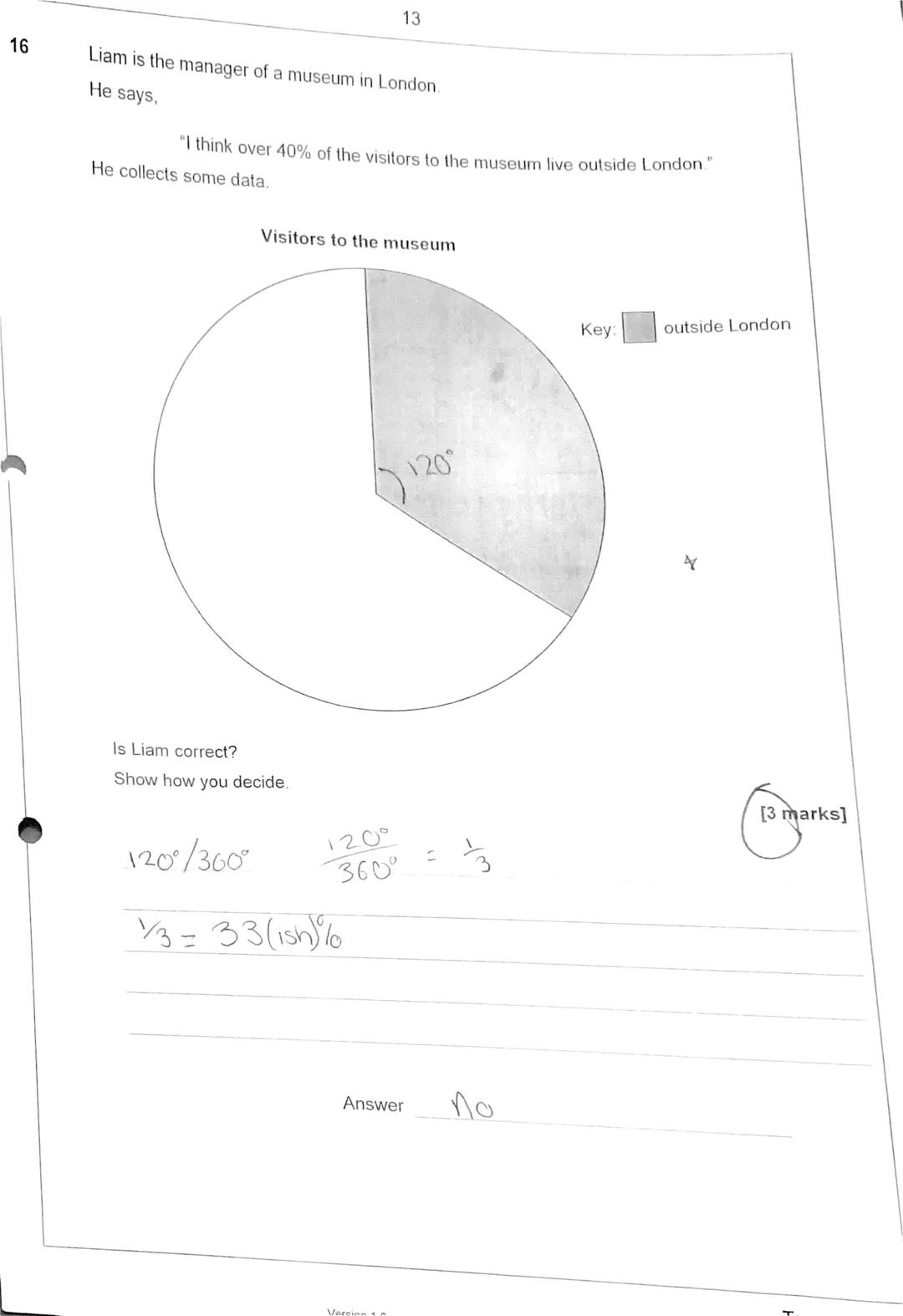 1
Mark
45
Seven students take an exam.
Some of their marks are shown in the bar chart.
40
35
30
25
20
15
10
5
0
Jo
Answer all questions in t