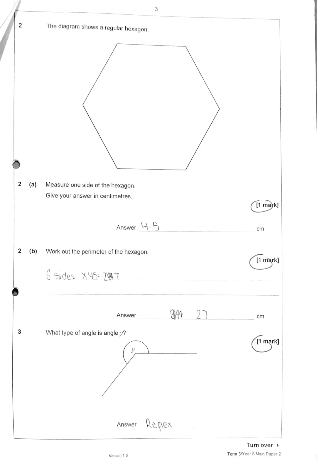 1
Mark
45
Seven students take an exam.
Some of their marks are shown in the bar chart.
40
35
30
25
20
15
10
5
0
Jo
Answer all questions in t