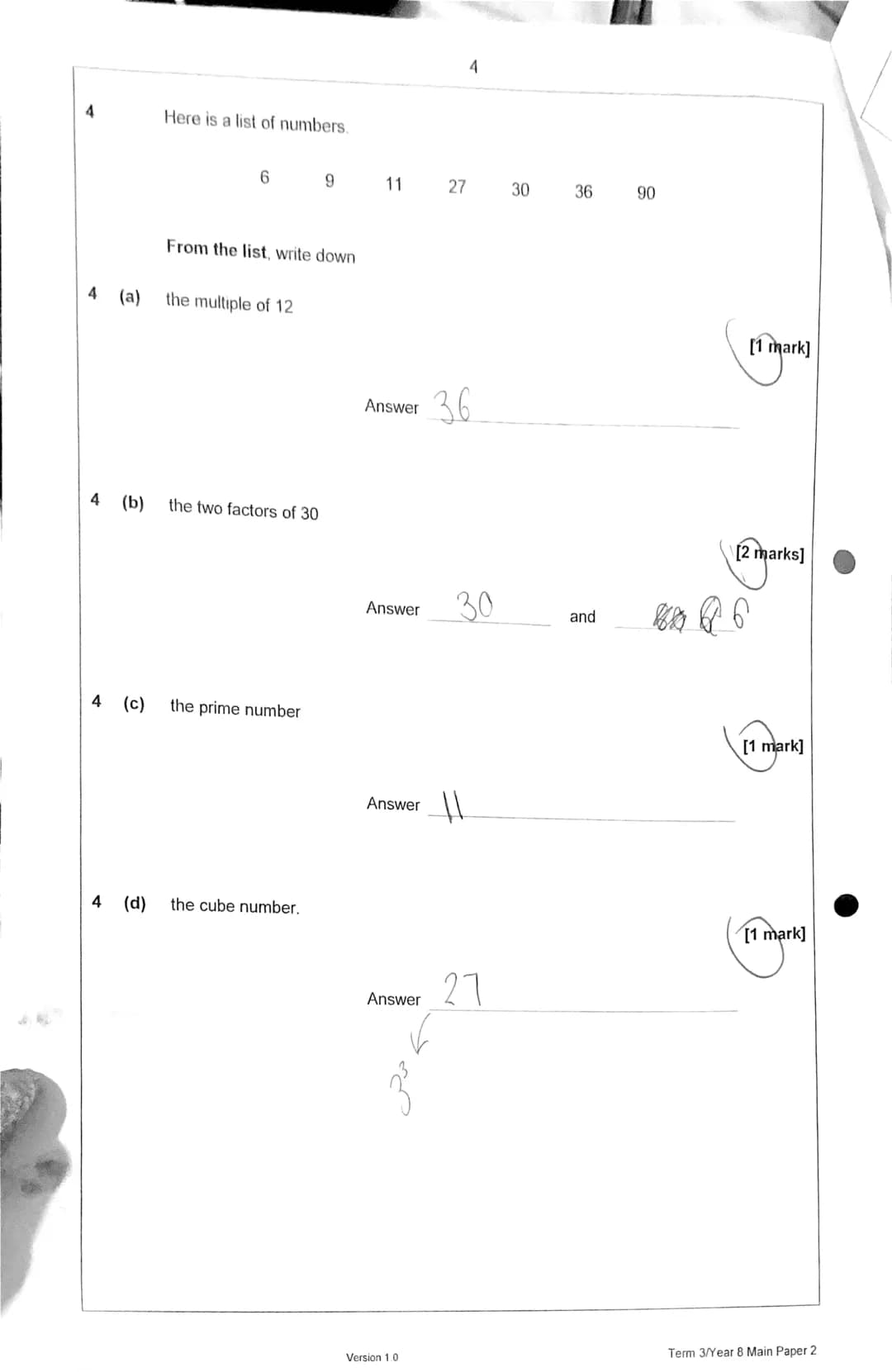 1
Mark
45
Seven students take an exam.
Some of their marks are shown in the bar chart.
40
35
30
25
20
15
10
5
0
Jo
Answer all questions in t