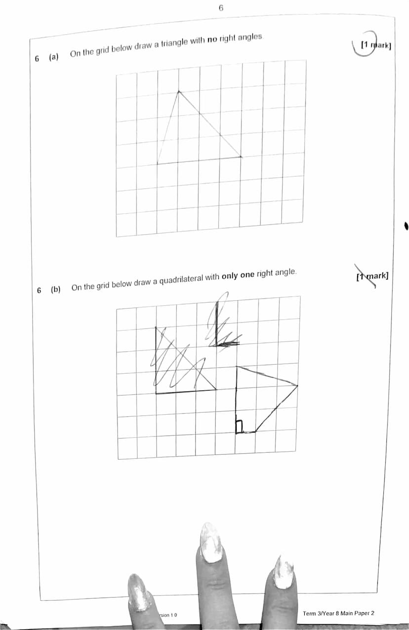 1
Mark
45
Seven students take an exam.
Some of their marks are shown in the bar chart.
40
35
30
25
20
15
10
5
0
Jo
Answer all questions in t