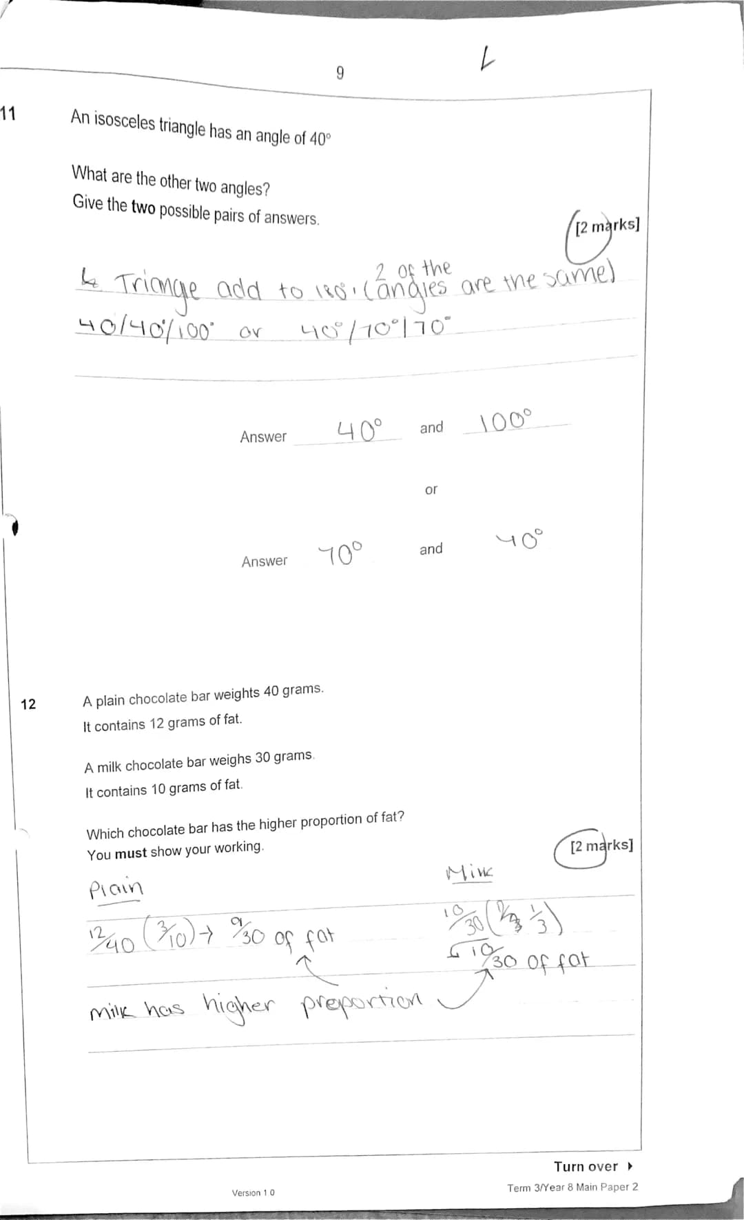 1
Mark
45
Seven students take an exam.
Some of their marks are shown in the bar chart.
40
35
30
25
20
15
10
5
0
Jo
Answer all questions in t