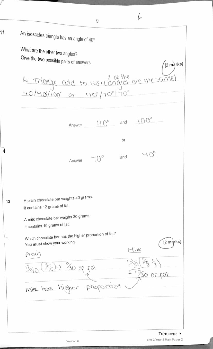 1
Mark
45
Seven students take an exam.
Some of their marks are shown in the bar chart.
40
35
30
25
20
15
10
5
0
Jo
Answer all questions in t