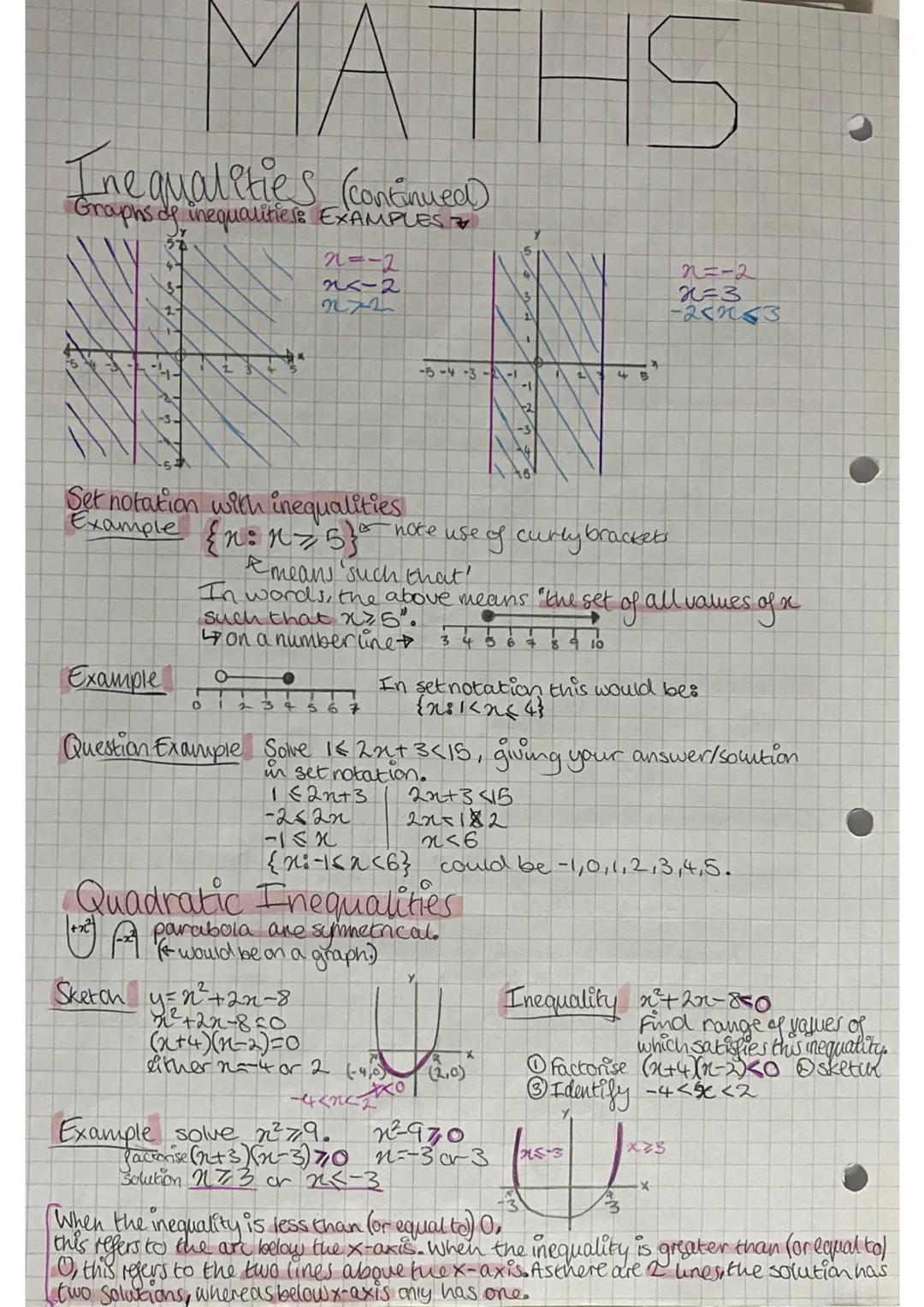 MATHS
Inequalities
Inequalities are the relationships between two expressions which are not equal
to one anothers. The symbols used for ineq