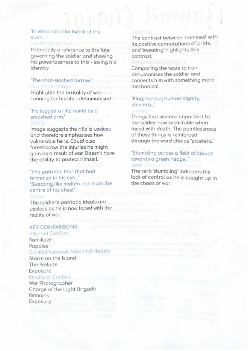 Bayonet Charge
SUMMARY:
Bayonet Charge, written by Ted Hughes gives an in-depth description of the thoughts
and actions of a WW1 Soldier as 