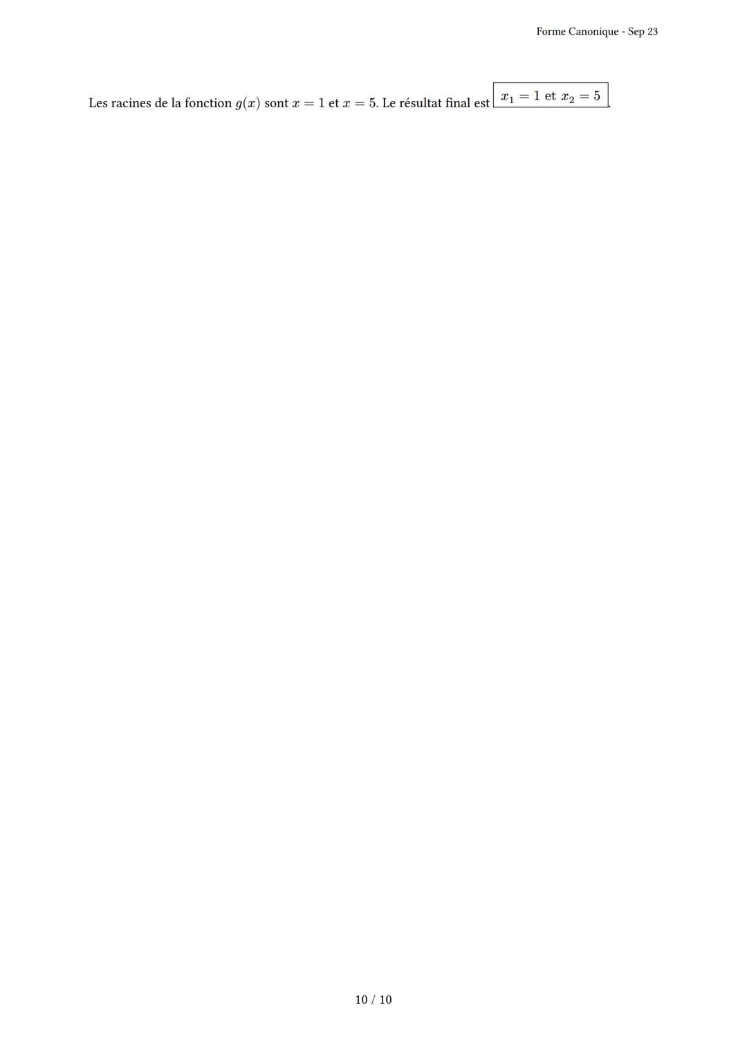 # Forme Canonique

Généré par Knowunity.fr - Sep 23

Description: Cet examen couvre la forme canonique, la complétion du carré et les propri