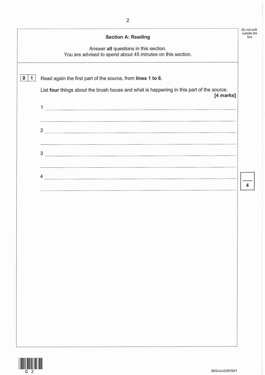 English Language Paper 1
Support Booklet
Fictional reading and writing
Name:...............
000000000000000000000000
This booklet comprises