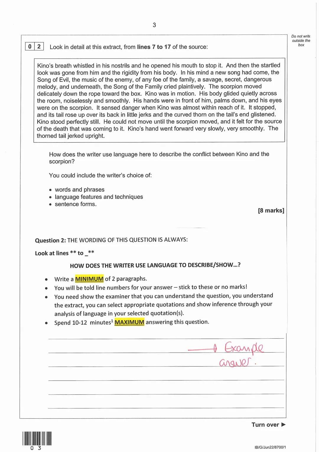 English Language Paper 1
Support Booklet
Fictional reading and writing
Name:...............
000000000000000000000000
This booklet comprises