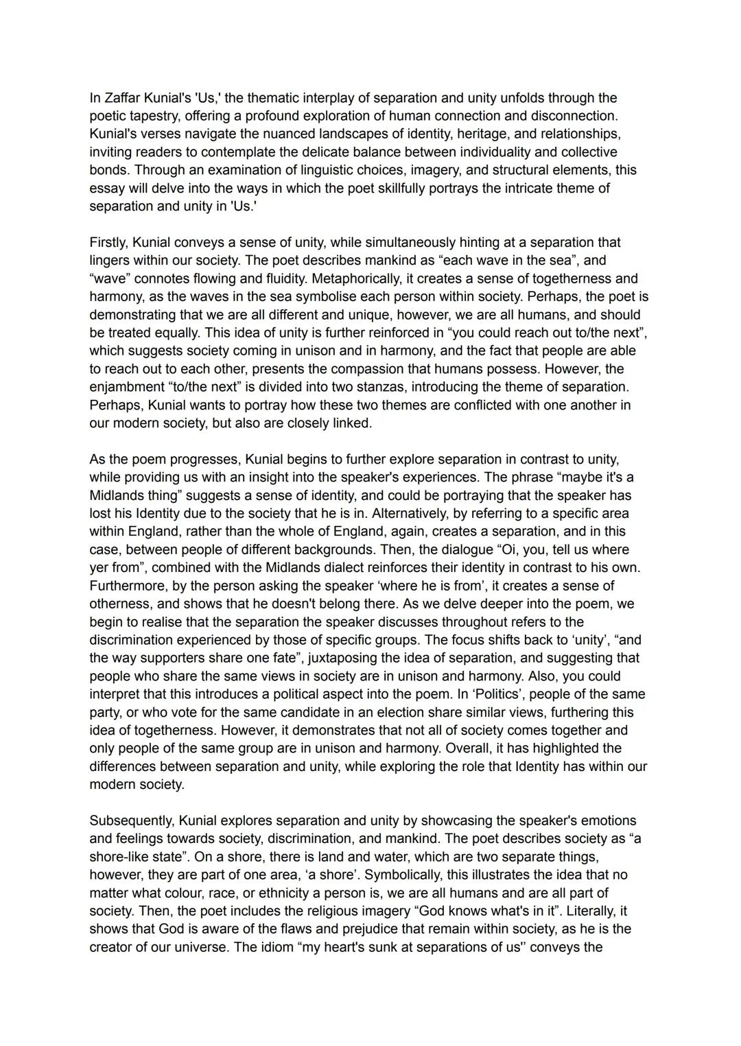 Grade 9 Unseen Poetry Essay 23/24