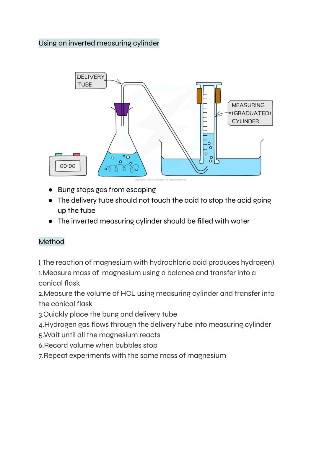 Paper 2: Revision notes and exam questions
Topic 6: The rate and extent of chemical change
Rate of reaction = quantity of product formed/ ti