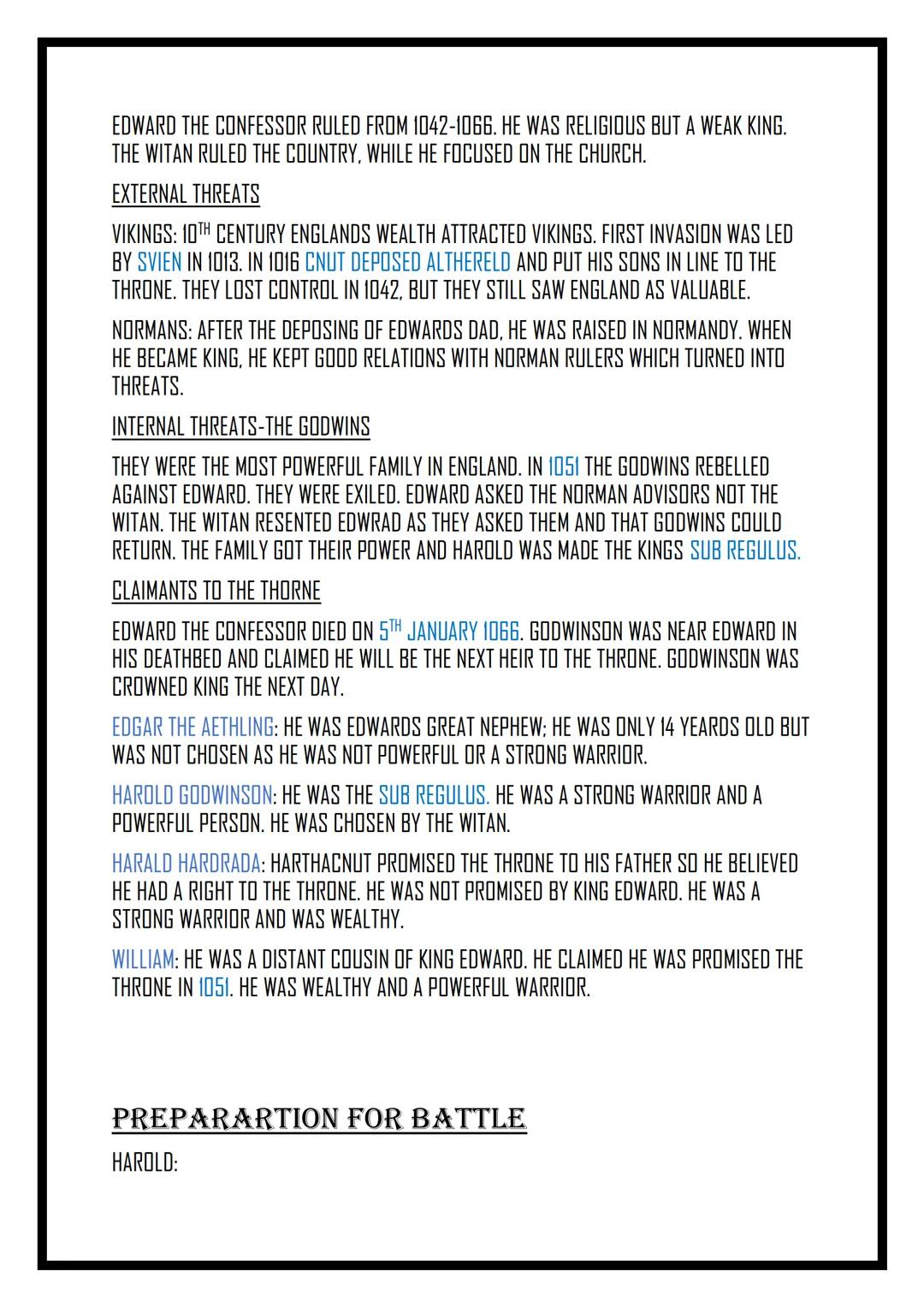 NORMAN
ENGLAND ANGLO SAXON ENGLAND
Dates
871-899: ALFRED THE GREAT FOUGHT THE DANES AND ESTABLISHED THE DYNASTY THAT
WOULD UNITE ENGLAND
899
