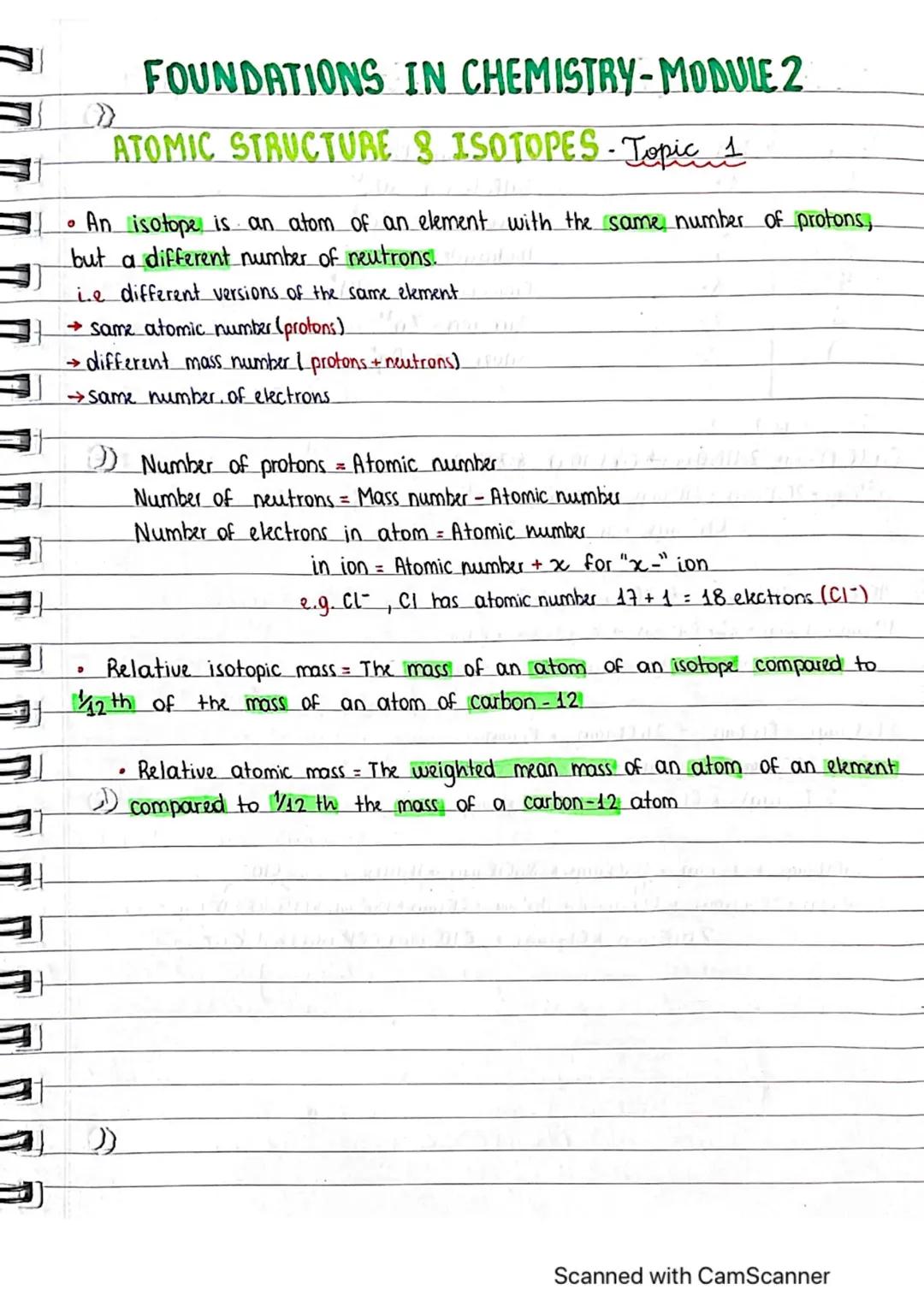 Atomic structure and isotopes