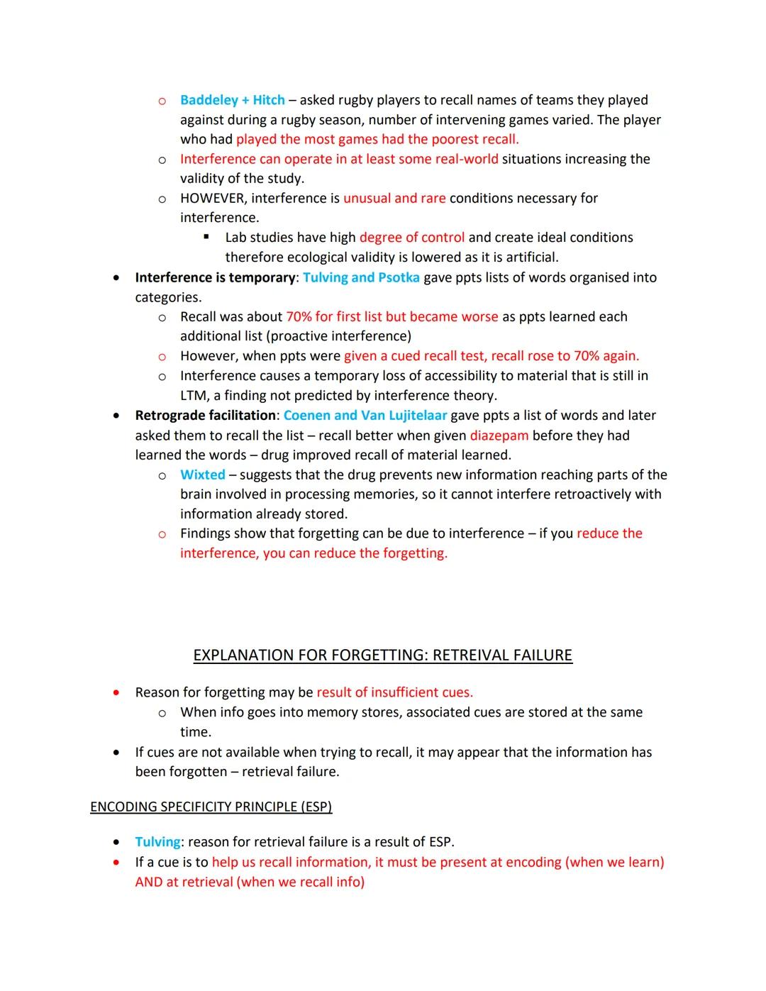 MEMORY
- CODING, CAPACITY, DURATION
- MSM OF MEMORY
- TYPES OF LTM
- WORKING MODEL OF MEMORY
- FORGETTING: INTERFERENCE
- FORGETTING: RETRI