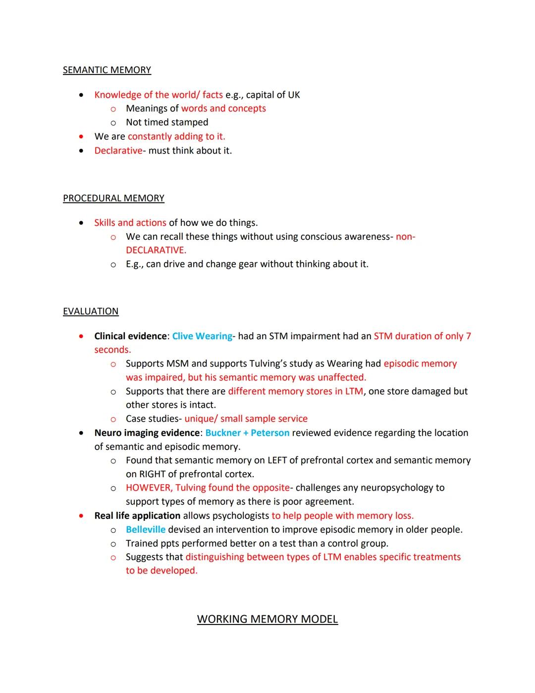 MEMORY
- CODING, CAPACITY, DURATION
- MSM OF MEMORY
- TYPES OF LTM
- WORKING MODEL OF MEMORY
- FORGETTING: INTERFERENCE
- FORGETTING: RETRI