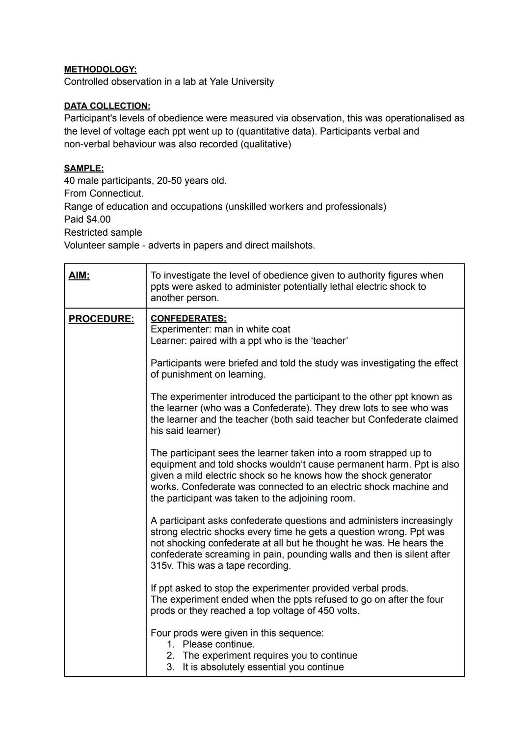 MILGRAM: OBEDIENCE (1963)
PSYCHOLOGY BEING INVESTIGATED:
Milgram is investigating obedience and social pressure.
Social pressure describes t