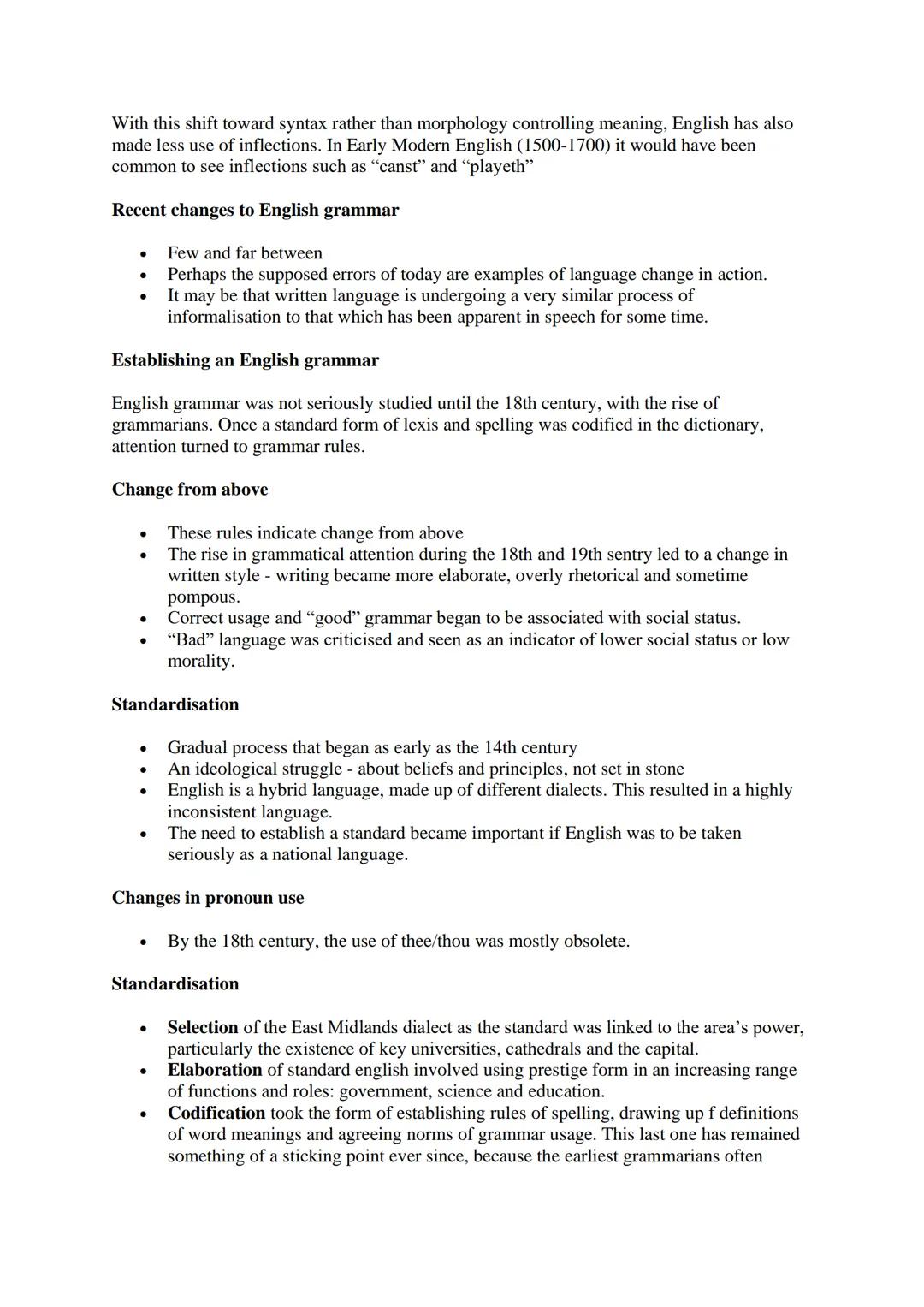 Language Change Theorists
Robert Lowth
●
●
●
●
Leading figure in establishment of grammatical rules
Published his "Short Introduction to Eng