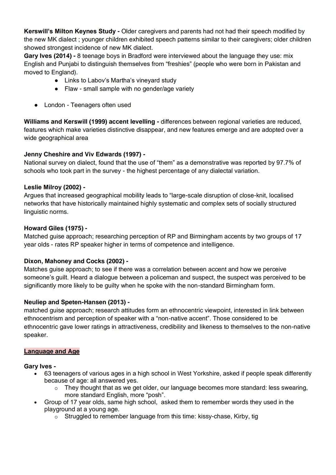 Labov's Martha's Vineyard Study 1961 - popular tourist island: pronunciation of diphthongs
/au/ and /ai/. Hen interviewed 69 people from dif