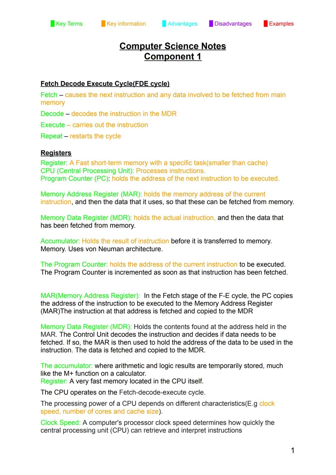CS Component 1 notes OCR
