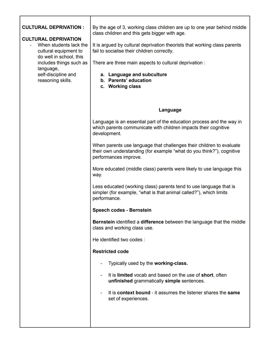 Sociology
Education
GENERAL OVERVIEW:
Middle class children on a whole perform better than working class
children and the gap grows wider as