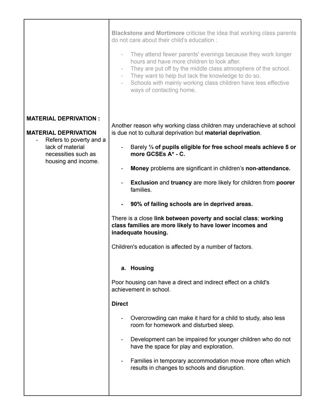 Sociology
Education
GENERAL OVERVIEW:
Middle class children on a whole perform better than working class
children and the gap grows wider as