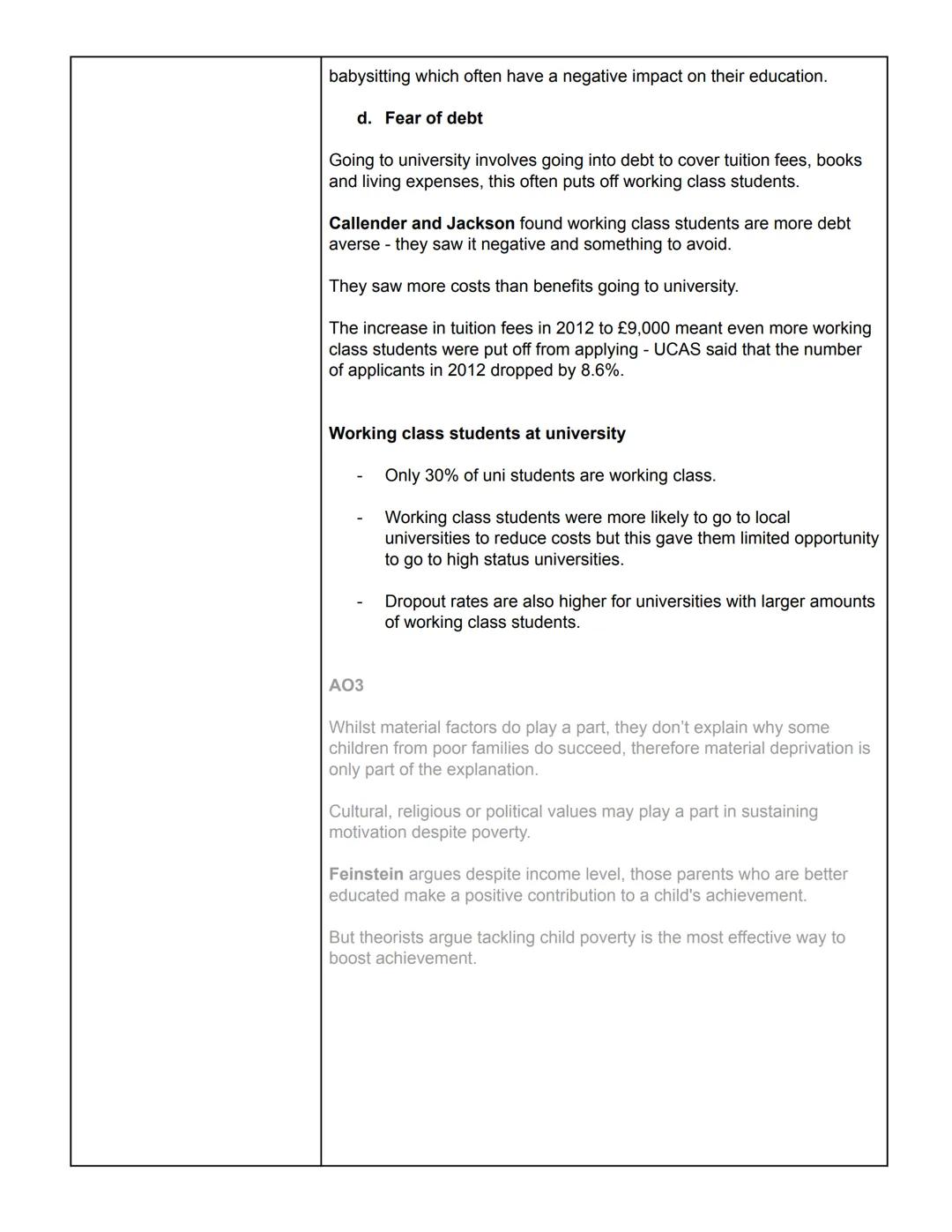 Sociology
Education
GENERAL OVERVIEW:
Middle class children on a whole perform better than working class
children and the gap grows wider as