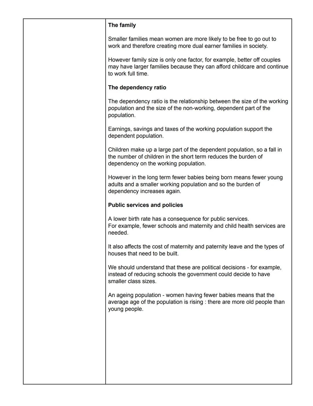 Sociology
Families and Households
NET MIGRATION
The difference between
the number of
immigrants and the
number of emigrants.
BIRTHS :
The fa